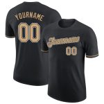Personalized Performance T-Shirt in Black, Old Gold, and White - Customizable Design Personalized Black Old Gold-White Performance