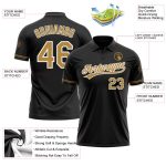 Personalized Black Golf Polo Shirt - Old Gold & White Performance Apparel Personalized Black Old Gold-White Performance Vapor