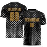Personalized Black Gold and White Soccer Jersey Uniform for Kids and Adults Personalized Black Old Gold-White Sublimation