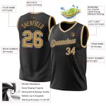 Custom Black and Old Gold Throwback Basketball Jersey for Men and Women Personalized Black Old Gold-White Throwback Basketball