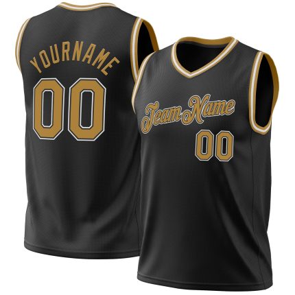 Custom Black and Old Gold Throwback Basketball Jersey for Men and Women Personalized Black Old Gold-White Throwback Basketball