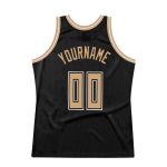 Personalized Black Throwback Basketball Jersey with Old Gold and White Accents Personalized Black Old Gold-White Throwback