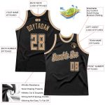 Personalized Black Throwback Basketball Jersey with Old Gold and White Accents Personalized Black Old Gold-White Throwback