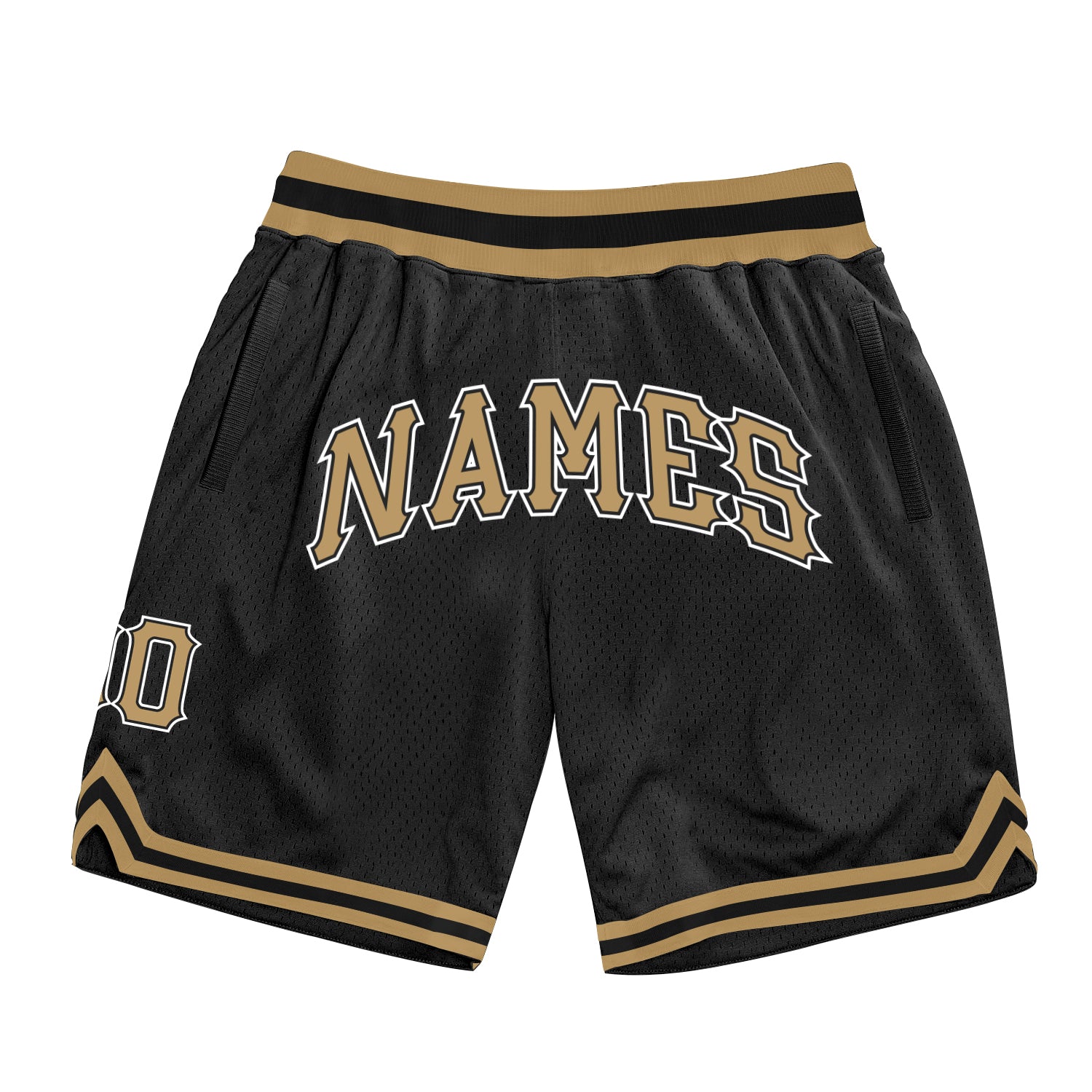 Personalized Black Gold White Throwback Basketball Shorts for Men Personalized Black Old Gold-White Throwback Basketball