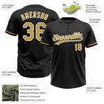 Personalized Unisex Softball Jersey - Black Gold White Two-Button Design Personalized Black Old Gold-White Two-Button Unisex
