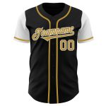 Customizable Two Tone Black Old Gold White Baseball Jersey - Personalized Baseball Gear Personalized Black Old Gold-White