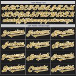 Customizable Two Tone Black Old Gold White Baseball Jersey - Personalized Baseball Gear Personalized Black Old Gold-White