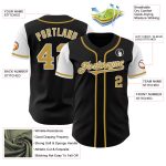 Customizable Two Tone Black Old Gold White Baseball Jersey - Personalized Baseball Gear Personalized Black Old Gold-White