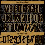 Personalized Black Gold Sublimation Basketball Jersey Suit with Wind Shapes Design, Round Neck Personalized Black Old Gold