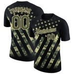Personalized American Flag Performance T-Shirt in Black Olive City Cream, 3D Design Personalized Black Olive-City Cream 3D