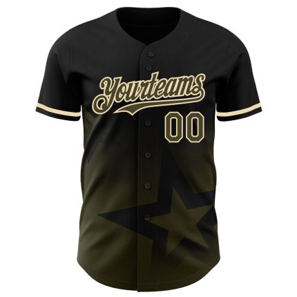 Customized Black Olive-Cream 3D Twinkle Star Baseball Jersey Personalized Black Olive-Cream 3D Gradient Style Twinkle Star