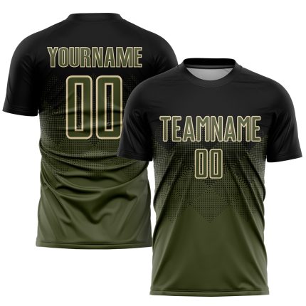 Custom Name and Number Soccer Jersey - Personalized Black Olive-Cream Sublimation Uniform Personalized Black Olive-Cream