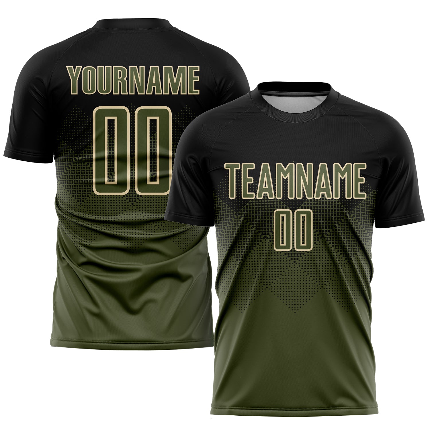 Custom Name and Number Soccer Jersey - Personalized Black Olive-Cream Sublimation Uniform Personalized Black Olive-Cream