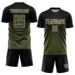 Custom Name and Number Soccer Jersey - Personalized Black Olive-Cream Sublimation Uniform Personalized Black Olive-Cream
