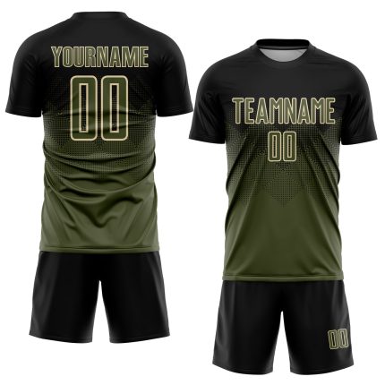 Custom Name and Number Soccer Jersey - Personalized Black Olive-Cream Sublimation Uniform Personalized Black Olive-Cream