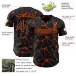 Personalized 3D Abstract Network Baseball Jersey in Black and Orange - Custom Sports Apparel Personalized Black Orange 3D