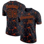 Personalized 3D Abstract Network Performance T-Shirt in Black and Orange Personalized Black Orange 3D Abstract Network Performance