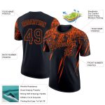 3D Abstract Sharp Shape Performance T-Shirt - Personalized Black Orange Design Personalized Black Orange 3D Abstract Sharp
