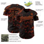 Personalized 3D Abstract Splatter Baseball Jersey in Black and Orange Personalized Black Orange 3D Abstract Splatter Texture