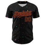 Personalized Black Orange 3D Confetti Baseball Jersey for Men, Unique Custom Sports Apparel Personalized Black Orange 3D