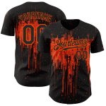 Custom 3D Dripping Splatter Art Baseball Jersey in Black and Orange - Personalized Sports Apparel Personalized Black Orange