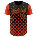 Personalized 3D Geometric Shapes Baseball Jersey in Black and Orange Personalized Black Orange 3D Geometric Shapes Baseball