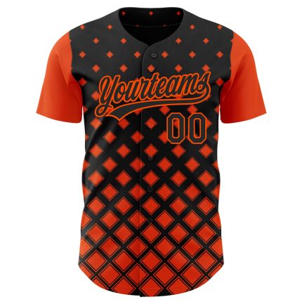 Personalized 3D Geometric Shapes Baseball Jersey in Black and Orange Personalized Black Orange 3D Geometric Shapes Baseball