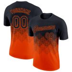 Custom black and orange gradient fade performance t-shirt
