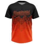 Personalized 3D Gradient Black Orange Softball Jersey Unisex Two-Button Design Personalized Black Orange 3D Gradient Square