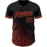 Custom 3D Leopard Print Baseball Jersey in Black and Orange - Fashion Sports Apparel Personalized Black Orange 3D Leopard