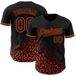 Custom 3D Leopard Print Baseball Jersey in Black and Orange - Fashion Sports Apparel Personalized Black Orange 3D Leopard