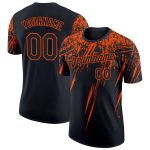 Custom 3D Pattern T-Shirt with Personalized Name and Number in Black and Orange Abstract Design - Performance Apparel Personalized