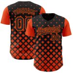 Customized 3D Geometric Pattern Baseball Jersey for Team - Personalized Black and Orange with Name and Number Personalized