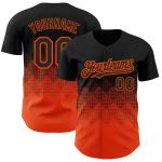 Custom Baseball Jersey with Gradient 3D Pattern in Black and Orange - Personalized with Name and Number Personalized Black