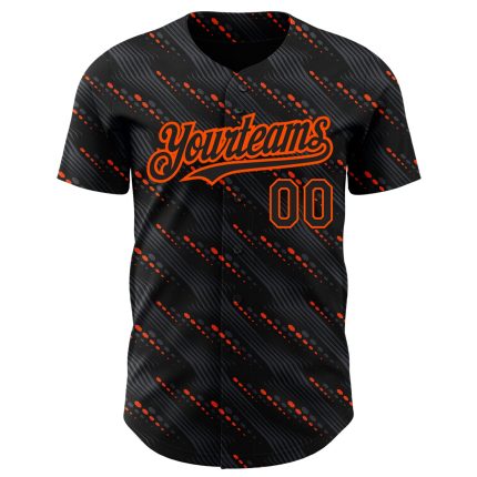 Custom Name Number Baseball Jersey 3D Black Orange Slant Lines Design - Personalized Team Apparel Personalized Black Orange