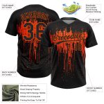 Custom Name Number Softball Jersey Unisex Dripping Splatter Art Design Personalized Black Orange 3D Pattern Two-Button Personalized