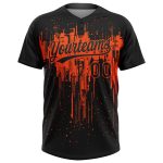 Custom Name Number Softball Jersey Unisex Dripping Splatter Art Design Personalized Black Orange 3D Pattern Two-Button Personalized