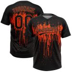 Custom Name Number Softball Jersey Unisex Dripping Splatter Art Design Personalized Black Orange 3D Pattern Two-Button Personalized