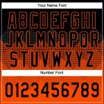 Custom Name Number Unisex Softball Jersey 3D Orange Black Gradient Square Pattern Two-Button Design Personalized Black Orange
