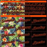 Personalized Tropical Pineapples Basketball Jersey with Custom Name & Number - Black Orange 3D Pattern Hawaii Palm Leaves and Flowers