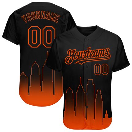 Personalized 3D Philadelphia City Edition Black Orange Baseball Jersey | Custom Name and Number Fashion Authentic Team Jersey