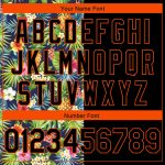Personalized Tropical Pineapples and Palm Leaves Basketball Jersey, Black and Orange Design, Customizable Apparel Personalized