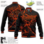 Personalized Abstract Network Black Orange 3D Bomber Varsity Letterman Jacket Personalized Black Orange Abstract Network
