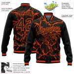 Custom Name Number Black Orange Tiger 3D Pattern Bomber Varsity Jacket Full-Snap Design Personalized Black Orange Abstract