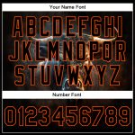 Custom Name Number Personalized Black Orange Bull Face 3D Pattern Varsity Letterman Bomber Jacket Personalized Black Orange