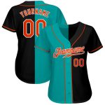 Custom Black and Orange Aqua Baseball Jersey - Personalized Team Name and Number Authentic Split Design Personalized Black