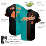 Custom Black and Orange Aqua Baseball Jersey - Personalized Team Name and Number Authentic Split Design Personalized Black