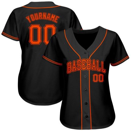 Personalized Black and Orange Authentic Baseball Jersey for Men and Women Personalized Black Orange Authentic Baseball Jersey