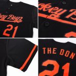 Personalized Authentic Baseball Jersey in Black and Orange Colors Personalized Black Orange Authentic Baseball Jersey