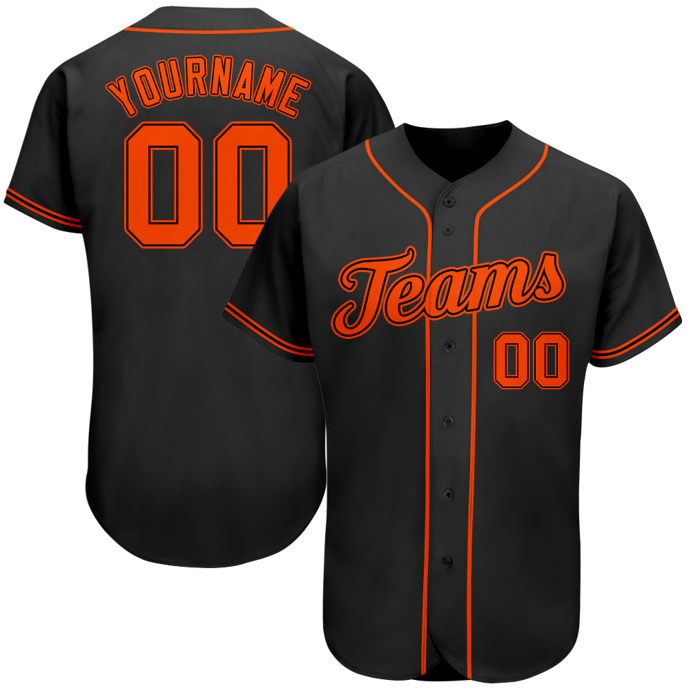 Personalized Authentic Baseball Jersey - Black and Orange Team Jersey Personalized Black Orange Authentic Baseball Jersey